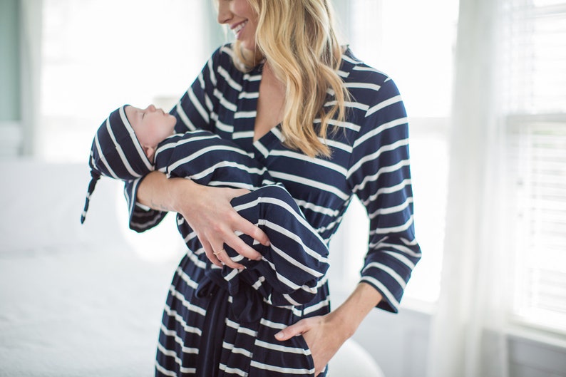 Maternity Nursing Delivery ROBE & Matching Baby Boy SWADDLE Etsy