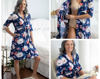 Post Surgery Recovery Robe / Mastectomy Breast Cancer / Hospital Robe / Internal Pockets / By Gownies /Annabelle