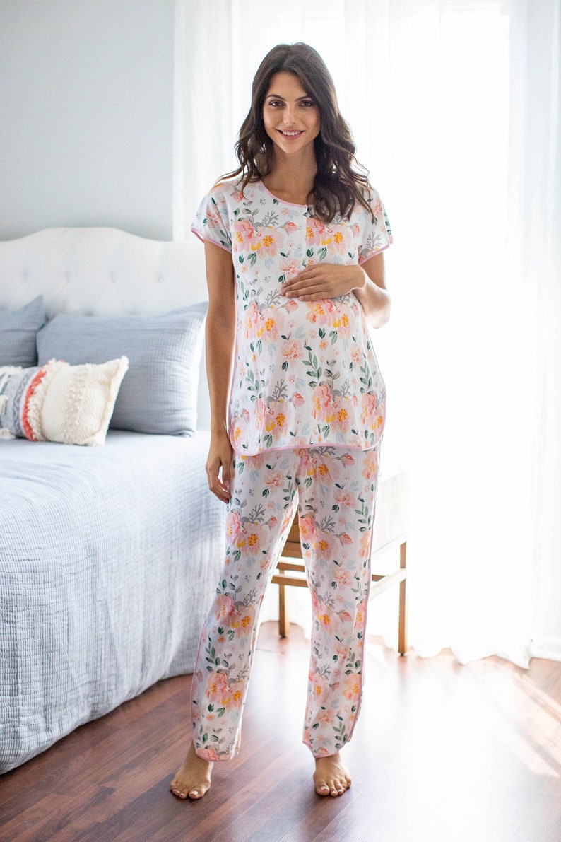 Maternity Nursing Pajama Set & Baby Swaddle Blanket Set Etsy