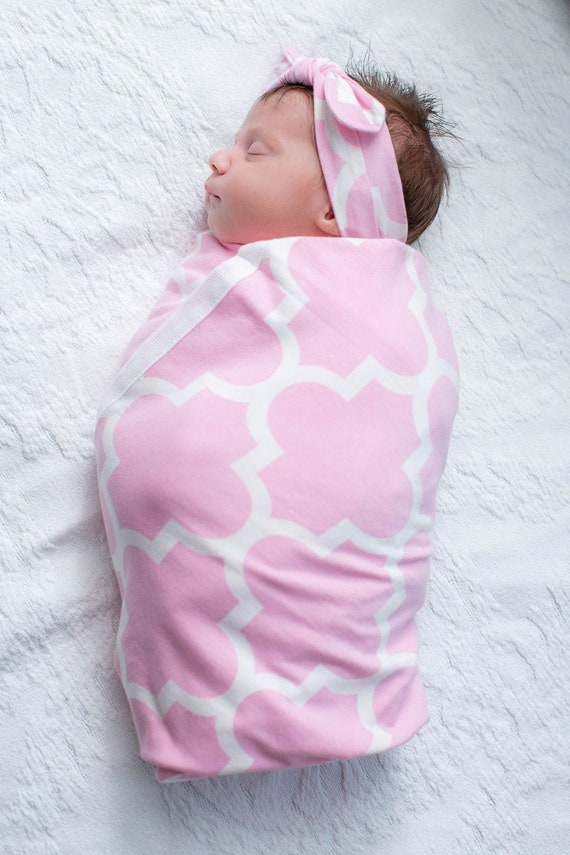 Baby Girl Swaddle Blanket and Newborn Headband Set / by Baby Etsy