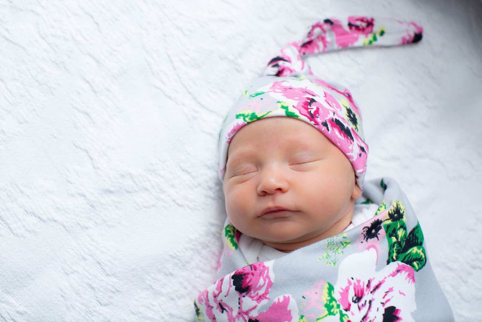 2 Piece Set Olivia Floral Swaddle Blanket and Newborn Hat by Etsy