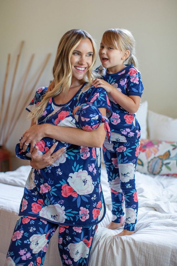 Annabelle Maternity Nursing Pajamas & Big Sister Pajamas and Matching Baby  Swaddle Blanket Set / by Baby Be Mine Maternity / Little Sister 