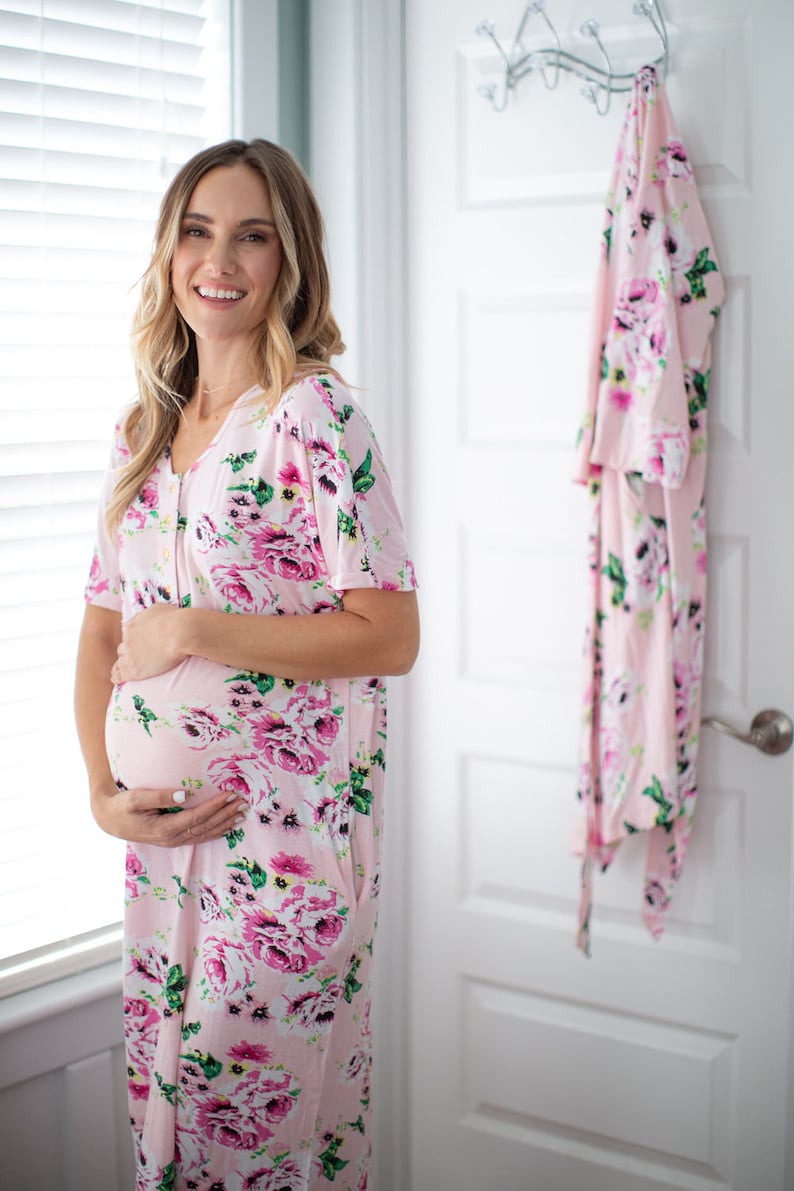 Maternity Nursing Nightgown Lounge Dress & Matching Baby Girl Etsy
