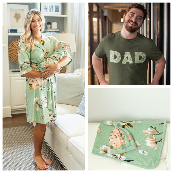 Family Matching Maternity Nursing Labor Delivery ROBE Baby Girl SWADDLE Blanket Set Daddy T shirt baby Shower Gift baby Be Mine Gia Etsy Canada