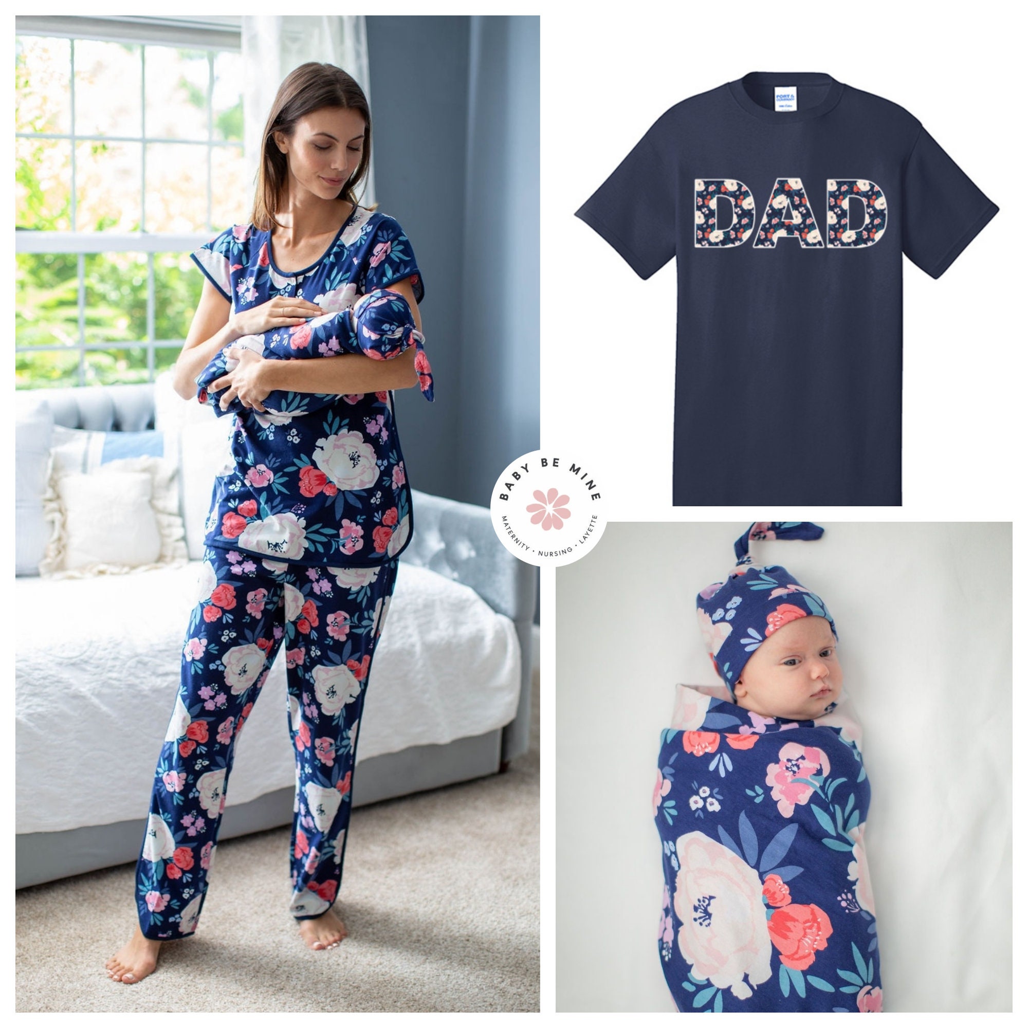 Pyjamas d'allaitement de maternité et pyjamas assortis pour fille et  ensemble de couvertures d'emmaillotage pour bébé fille / Grande sœur / Par  Baby Be Mine / Maman et moi Sophie -  France