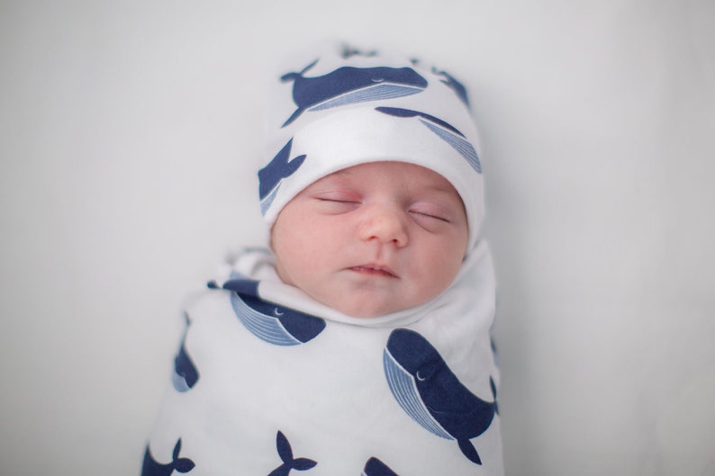 Baby Boy Swaddle Blanket and Newborn Hat / Baby Be Mine Etsy