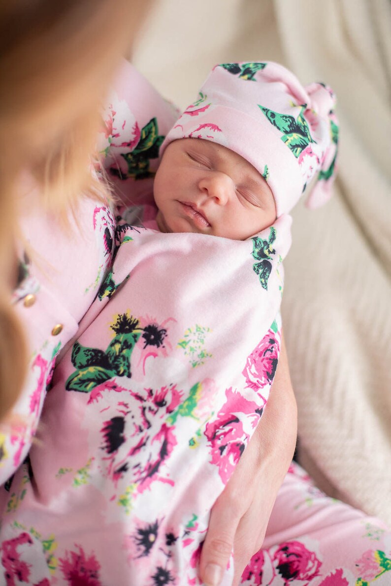 Maternity Delivery Nursing Robe & Matching Baby Girl Swaddle Etsy