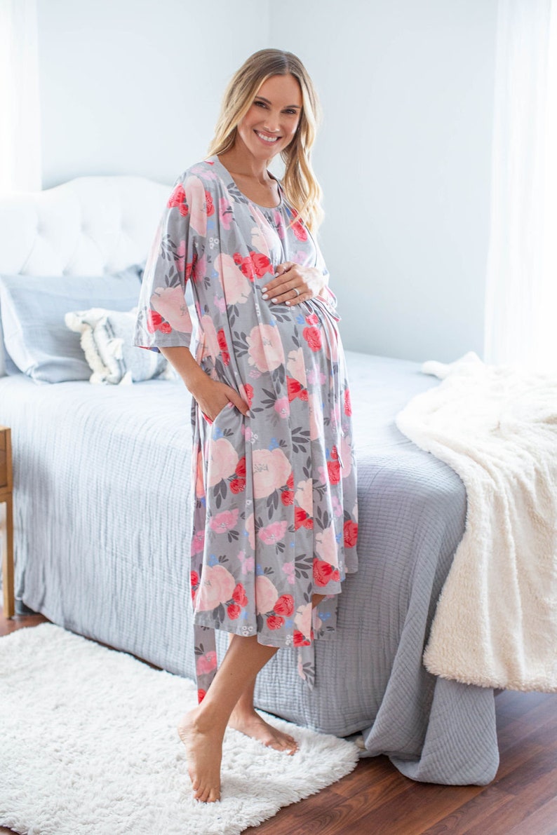 Labor and Delivery Gown & Matching Maternity Delivery Robe Set Etsy