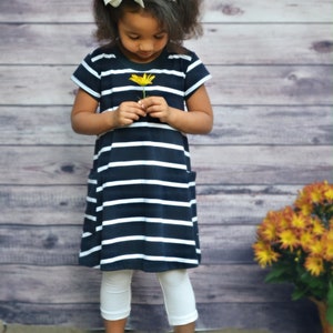 Big Sister Everyday Girl Dress / Matches Mom & New Baby / Big Sister Gift / By Baby Be Mine / Navy Stripe image 8