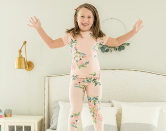 Floral 2 Piece Girls  Pajama Set -Baby Be Mine Maternity / Ready To Ship / Big Sister Gift / Baby Shower Gift / Kids PJ / Nina