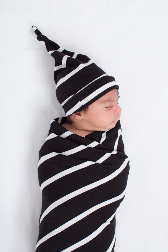 Black and white striped baby blanket shop