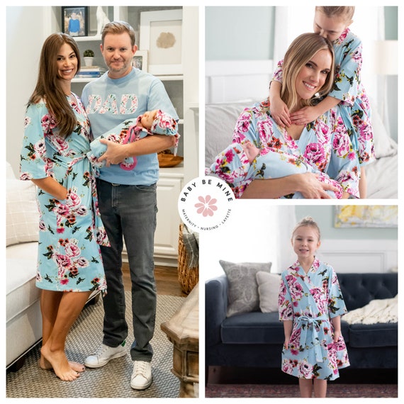 Family Matching Maternity Labor Delivery Robe Baby Girl Swaddle
