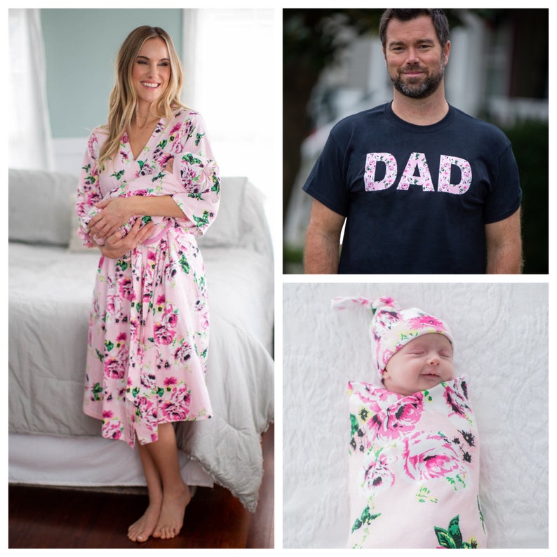matching robe and newborn outfit