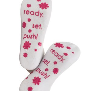 Ready. Set.Push Pink Fun Labor Delivery Push Non Skid Hospital Socks For Mom To Be, Hospital Bag Must Have, Best Baby Shower Gift image 4