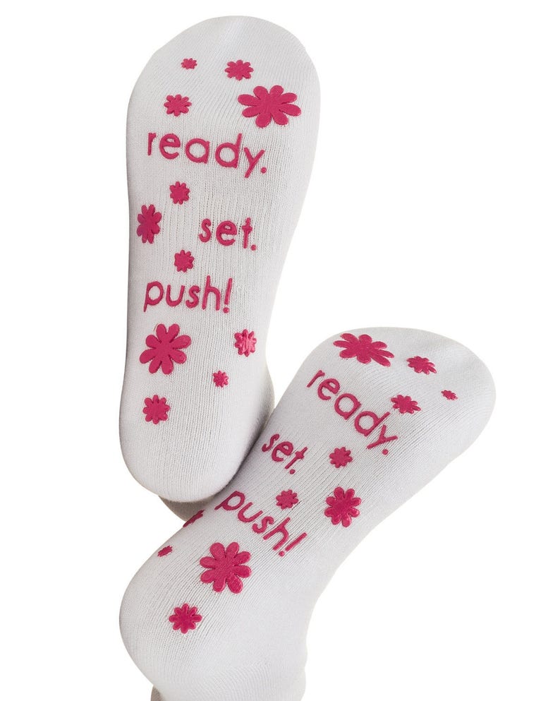 Ready. Set.Push Pink Fun Labor Delivery Push Non Skid Hospital Socks For Mom To Be, Hospital Bag Must Have, Best Baby Shower Gift image 4