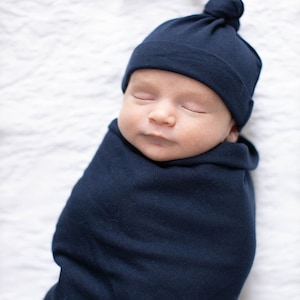 Mommy and Me Maternity Nursing Delivery ROBE and Navy Blue Baby Boy SWADDLE Blanket Set/ Baby Baby Be Mine/ Baby Shower Gift image 4