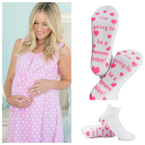 3 in 1 Maternity Labor Delivery Nursing Hospital Gown & Labor Socks / By Baby Be Mine Maternity / Birthing  Gown /Baby Shower Gift / Molly