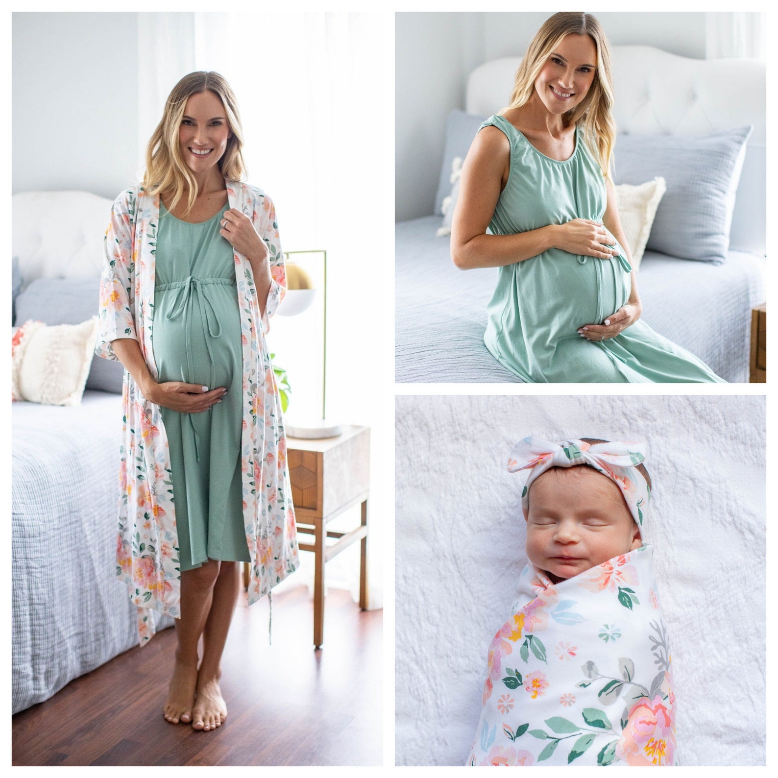 Mommy and Me Maternity Delivery Robe & Baby Girl Swaddle Etsy