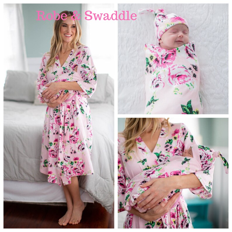 Maternity Robe and Baby Girl Swaddle Set /Labor Delivery Gown Etsy