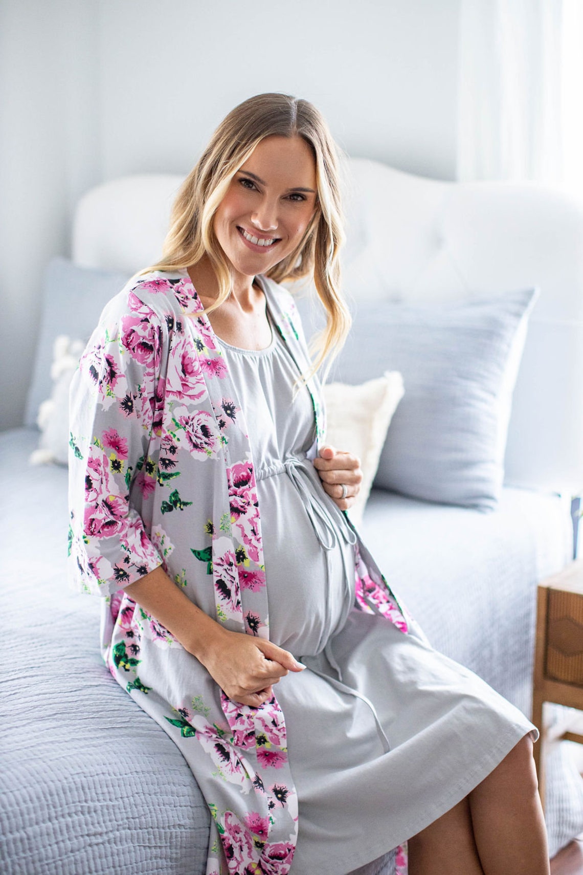 Mommy and Me Maternity Delivery Robe & Gray Labor Gown and | Etsy