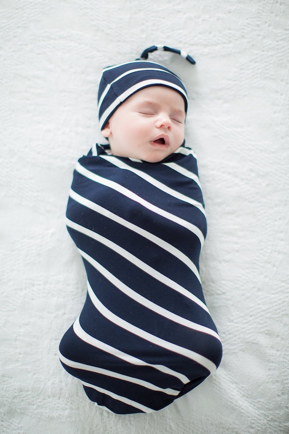 navy swaddle set