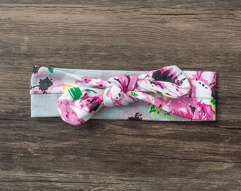 Olivia Grey Floral Newborn 0-6 months Headband / By Baby Be Mine Maternity / Hospital Bag / Baby Shower Gift / Ready To Ship