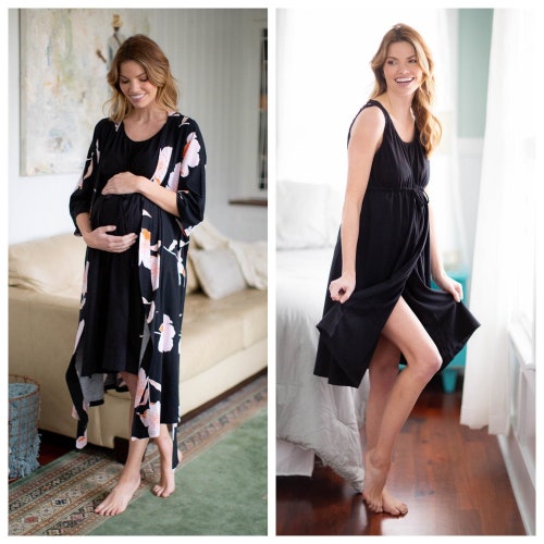 Maternity Delivery ROBE & Black 3 in 1 LABOR Delivery Nursing Birthing Hospital Gown /Baby be Mine Maternity / Willow