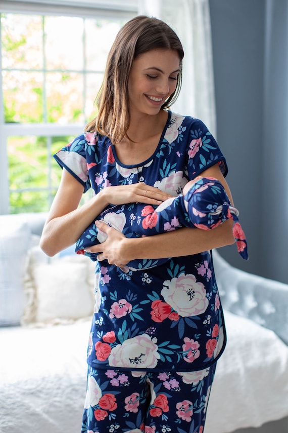 Ensemble pyjama grossesse allaitement et couverture assortie pour bébé  fille t-shirt papa papa / cadeau baby shower / Baby Be Mine / Annabelle -   France