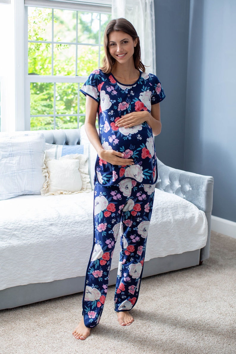 Maternity Nursing Pajamas and Navy Blue Baby Boy Swaddle Etsy