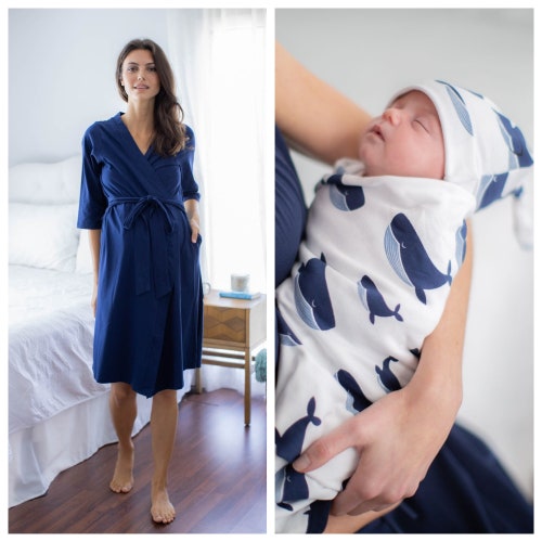 Matching Hospital Robe and Matching Boy Swaddle 3piece Set Etsy