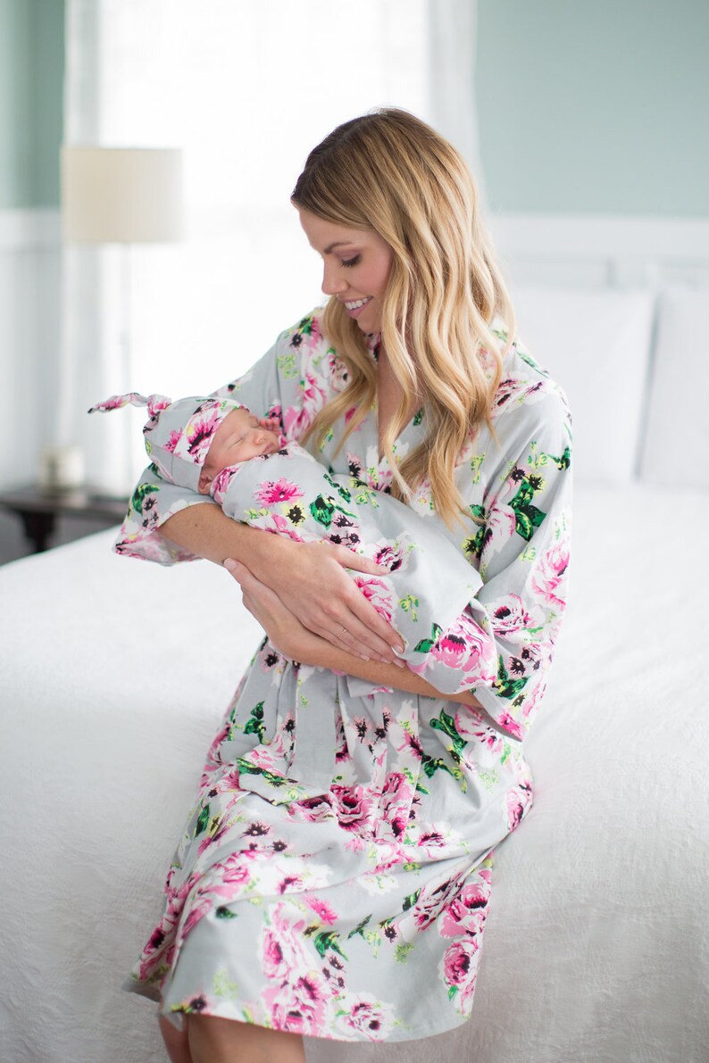 Maternity Nursing Delivery ROBE & Matching Baby Girl SWADDLE Etsy