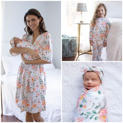 Mom Robe & Big Sister Girl Pajamas Matching Baby Girl Etsy