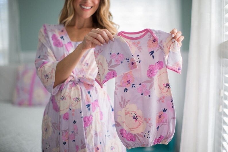 Baby Girl Receiving Gown and Matching Newborn Hat Set / by Etsy