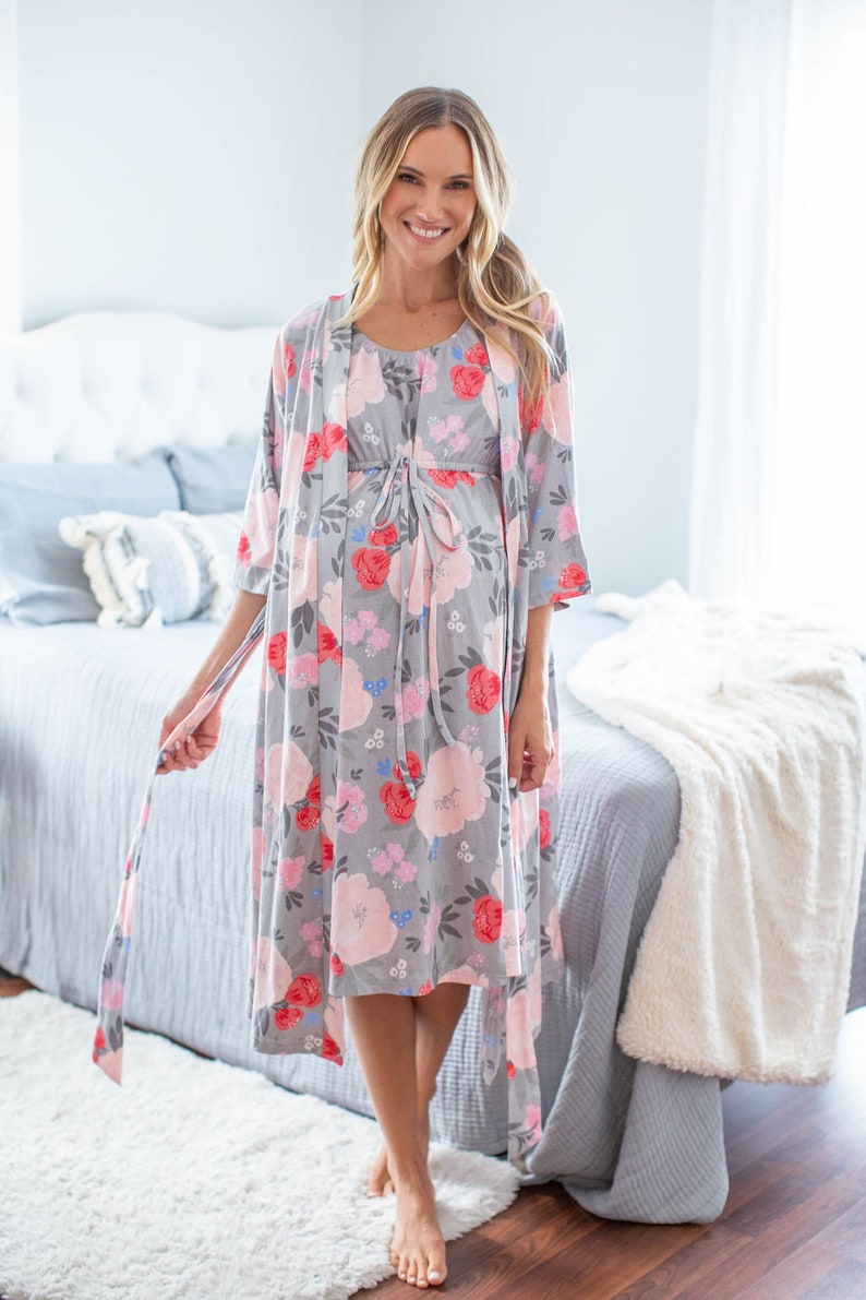 Labor and Delivery Gown & Matching Maternity Delivery Robe Set Etsy