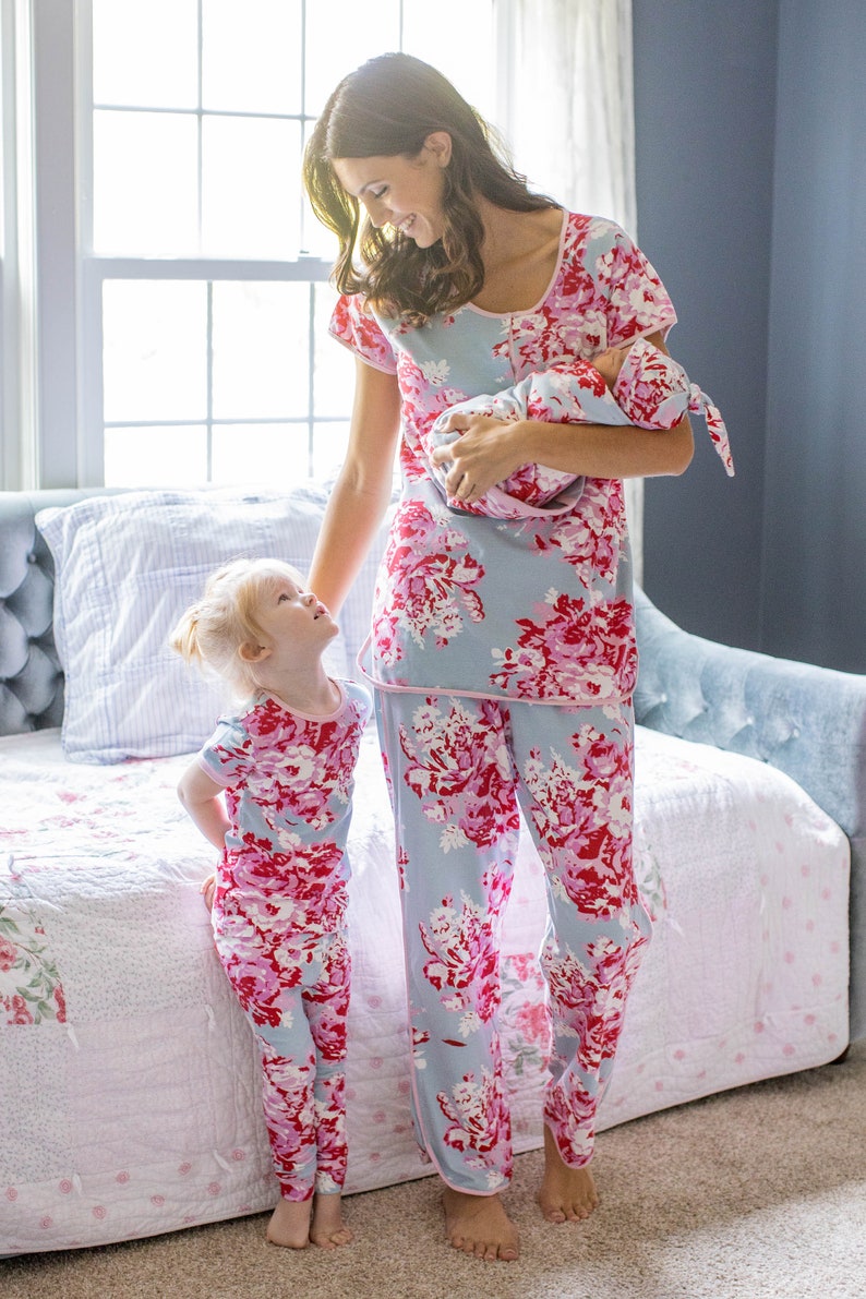 Maternity Nursing Mom Pajamas & Big Sister Girl Pajamas and | Etsy