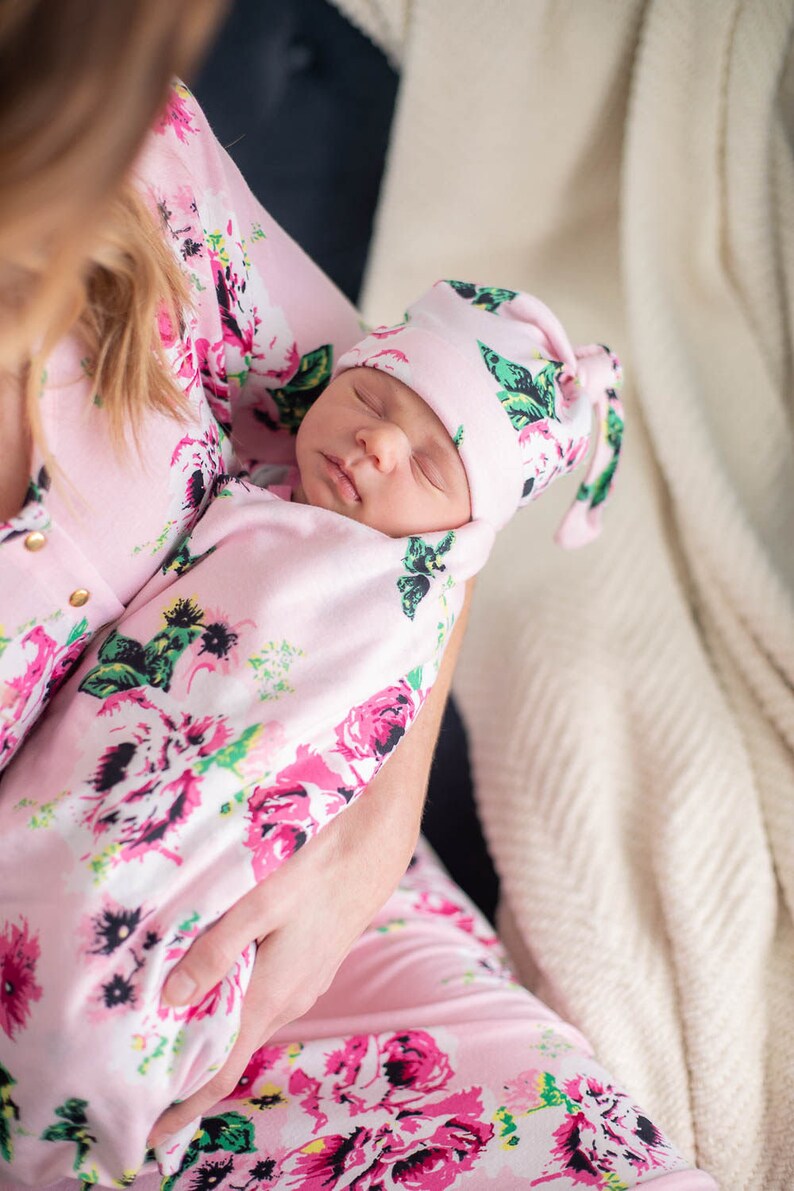 Maternity Nursing Delivery Robe & Matching Baby Girl Swaddle Etsy