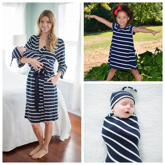 Matching birthing online gown and swaddle