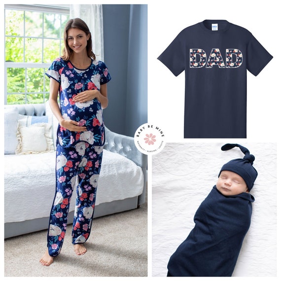 Pyjama grossesse et allaitement bleu marine