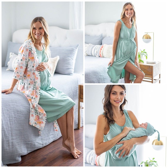 labor gown and matching swaddle