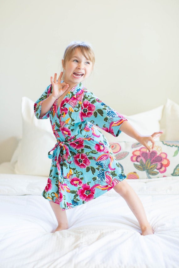ROBE de style kimono petite fille grande soeur assortie au peignoir pour maman par bebe soit a moi cadeau de baby shower maman et moi pret a expedier Isabelle Etsy France