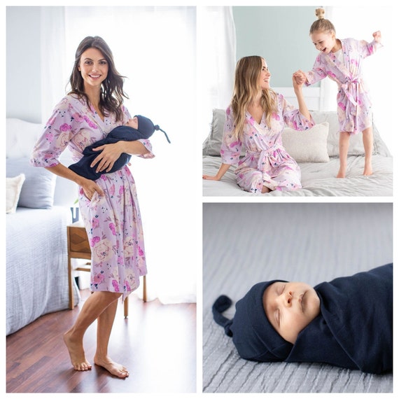 baby be mine robe and swaddle set