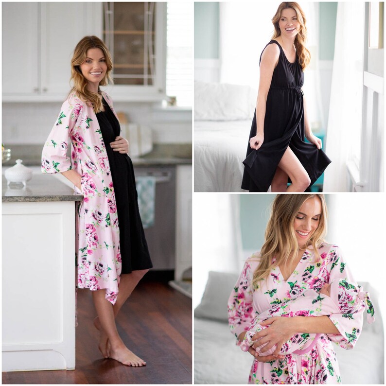 Maternity Delivery Nursing Robe & Matching Baby Girl Swaddle Etsy