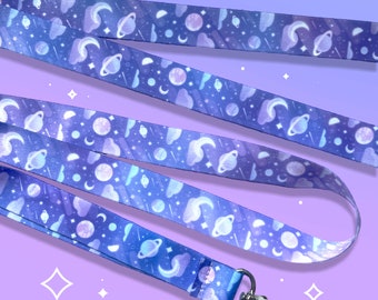 Cordão galáxia dos sonhos com fecho | Acessório espacial fofo em tons pastel cósmicos | Rosa e roxo | Estética Yume kawaii