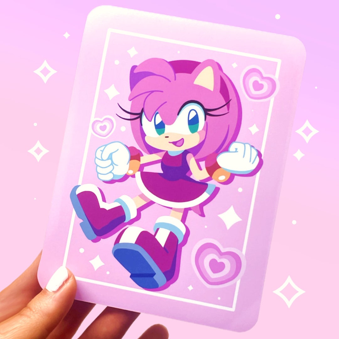 Amy Rose Print | Chibi Pink Heart Hedgehog Game Art | Pink and Purple ...