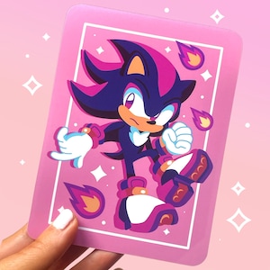 Impresión inspirada en sombras / Arte del juego Chibi ultimate lifeform / Negro y rojo / Estética kawaii