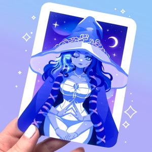 Lunar Princess Ranni inspired print | Ranni the Witch FromSoft fantasy art | Blue and white | Kawaii aesthetic