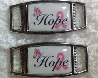 2 charm Breast Cancer Survivor rectangle paracord shoe charm pair