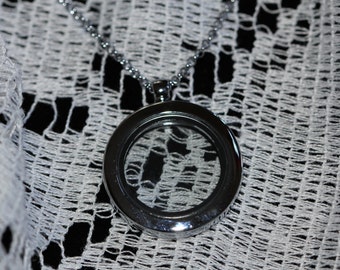 Floating Locket Memory Locket Round Shaped silver necklace for floating charms