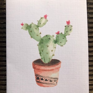 Grußkarte gedruckt Aquarell Kunst von prickelnden Birne Kaktus. Leere Karte für alle Gelegenheiten Geburtstage Muttertag erhalten gut danke