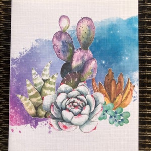Carte de voeux imprimé aquarelle art de succulentes et cactus. Carte blanche pour toutes les occasions Anniversaires Fête des Mères obtenez bien merci